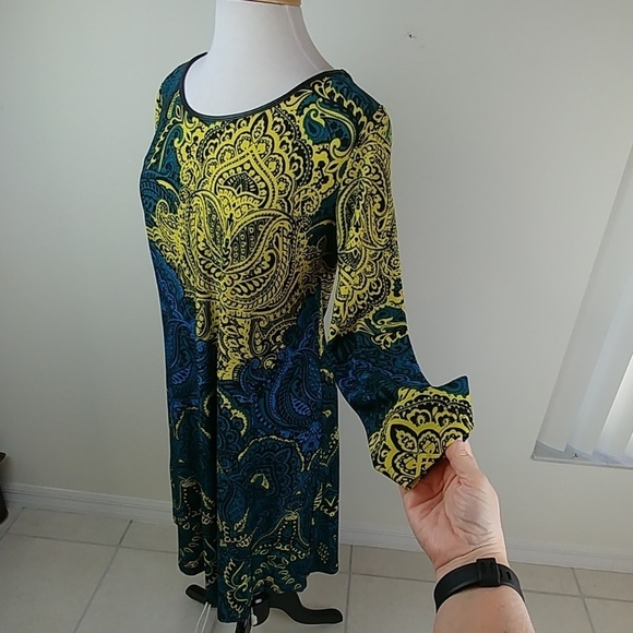 Spence: Faux leather trim, T shirt style shift dress, M - Picture 4 of 8